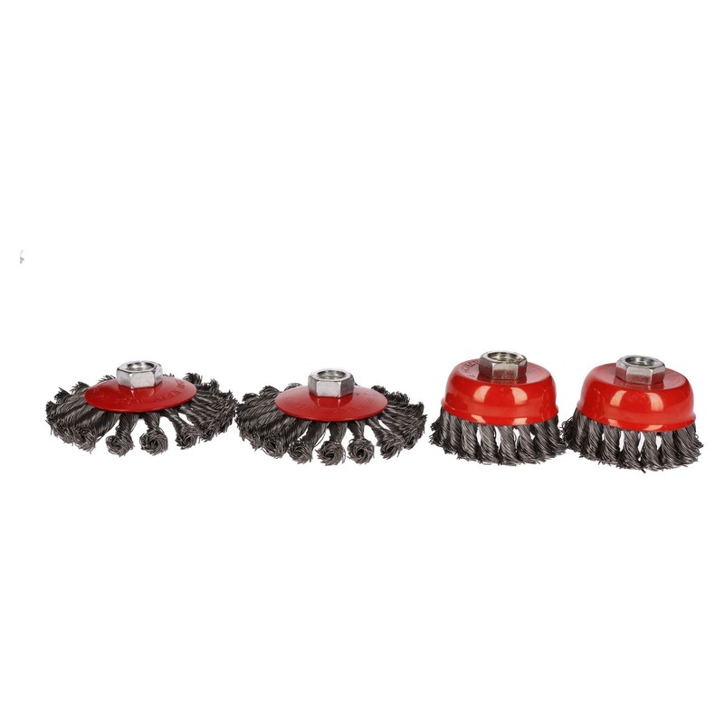 4pc Cup Bevel Wire Twist Brush Rust Paint Removal For