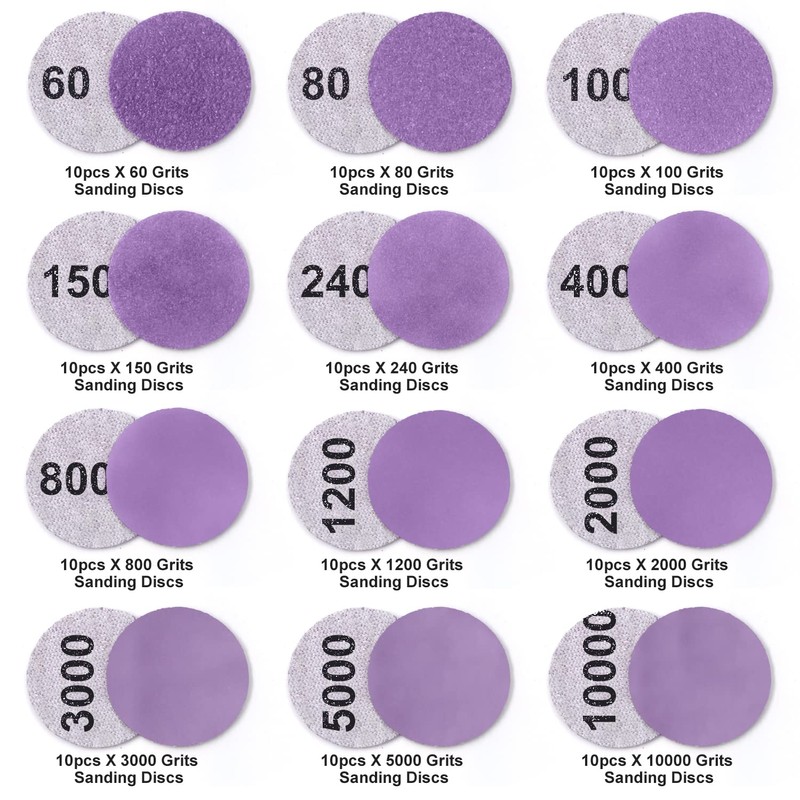 Sanding Discs 1 Inch 120 PCS Wet/Dry Sandpaper Hook and