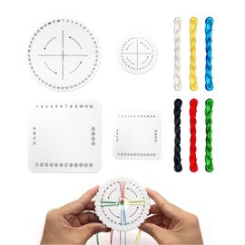 Kumihimo Disc Set, Kumihimo Starter Kit, Kumihimo Disc Beads, Bead Cord Disc with Cord, Round Square Kumihimo Disc Weaving Craft, Kumihimo Discs Practical Pack of 10