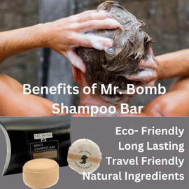 Mr. Bomb Men's Solid Shampoo Bar - Masculine Scents, Manly Man Stuff - Cowboy, City Slicker and Outlaw Popular Scents - Zero Waste Bars (3 PACK ALL SCENTS)