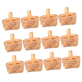 Kichvoe 12pcs Mini Woven Wood Chip Baskets Decorative Storage Baskets for Home Office College Dorm Craft Area Stylish Ornaments with Fine Workmanship and Sturdy Design