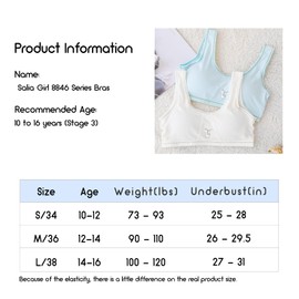 SALIA GIRL Training Bras for Girls 10-12 Cotton Soft Sport Tank with Just Enough Padding 12-16,Large