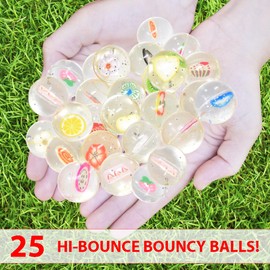 25 Bouncy Balls for Kids Party Favors | Clear Bouncy Ball 27mm | Superball Small Rubber Balls for Kids