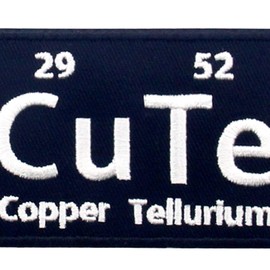 Cute Copper Tellurium Periodic Table Patch Funny Biker Applique Embroidered Iron On Sew On Emblem