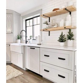 Shelf Brackets 6 Inch Lip Black Brackets for Shelves, Heavy Duty Industrial Forged Steel Rustic Floating Shelf Brackets -6 Pack（5.5''）