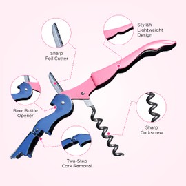 Shakey Wine Key! - Professional Waiter's Corkscrew Wine Bottle Opener with Foil Cutter (2-Pack)