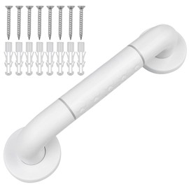 Baxcdyswe Grab Bars for Seniors, 30 cm Grab Rail Shower, Non-Slip Handle, White Nylon Safety Handles, Stainless Steel Bathtub Handle, Disabled Toilet Shower Handle, Bathtub Entry Aid