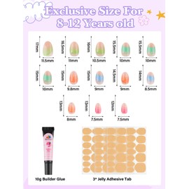 78 Pieces Press on Nails for Kids, EBANKU Child Fake Nails Cute Full Cover Short Stick On False Nail Kits Set for Little Girls with Nail Glue