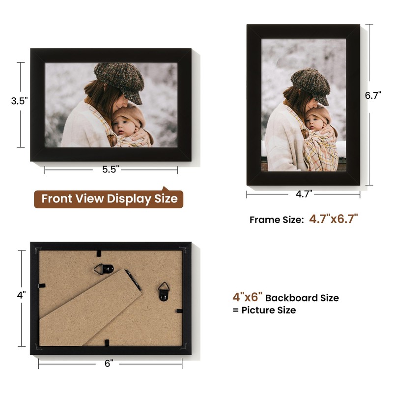 Heimlove 4x6 Picture Frames with Mat to Display 3.5x5 Picture