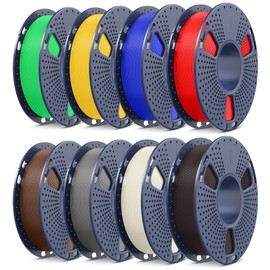 SUNLU PLA+2.0 3D Printer Filament Bundle, Multicolor PLA+ Filament 1.75mm, 0.25kg per Spool, 8 Pack, 2kg Total, Roasted Chestnut+Bone+Grey+Coffee+Red+Klein Blue+Vivid Yellow+Green
