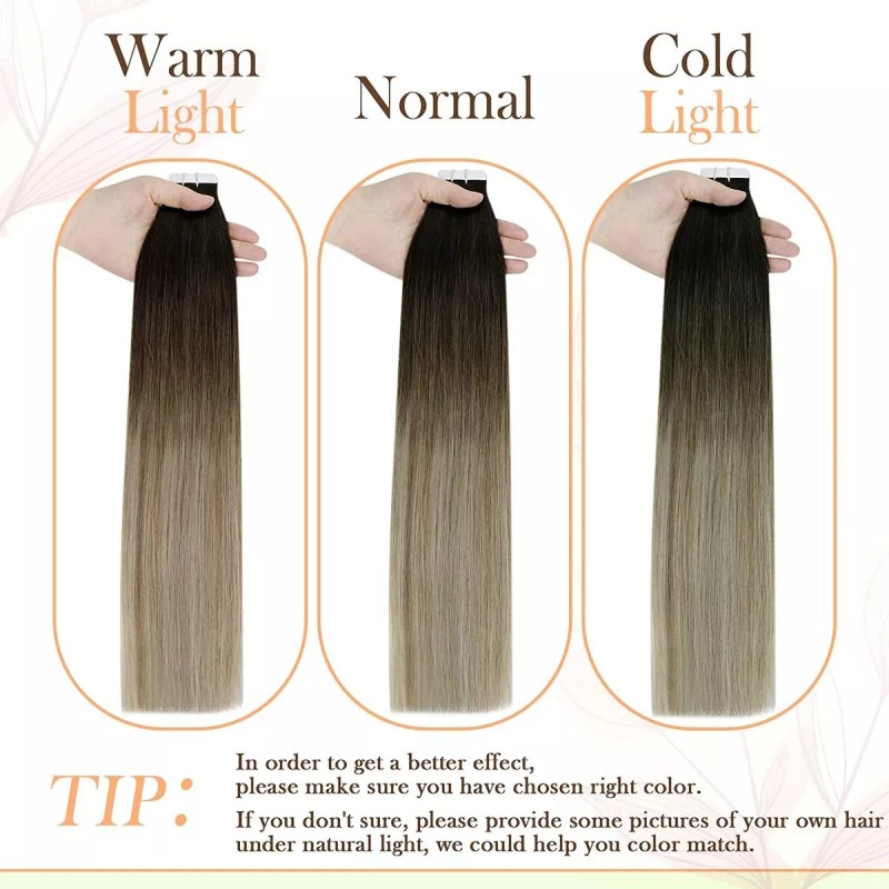 Easyouth Extensiones Cabello Natural 40gr 14in Negro Con Destellos De