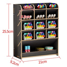 Hggzeg Stifthalter Aufbewahrungsbox aus Holz, multifunktionaler Schreibtisch-Organizer für Zuhause, Büro und Schule Schwarz