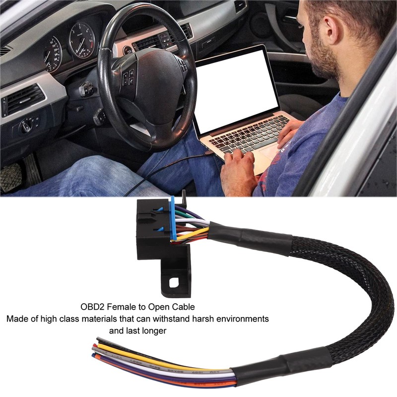 16-Pin J1962f Obd2 Female To Open Pigtail Cable Obdii Instrument