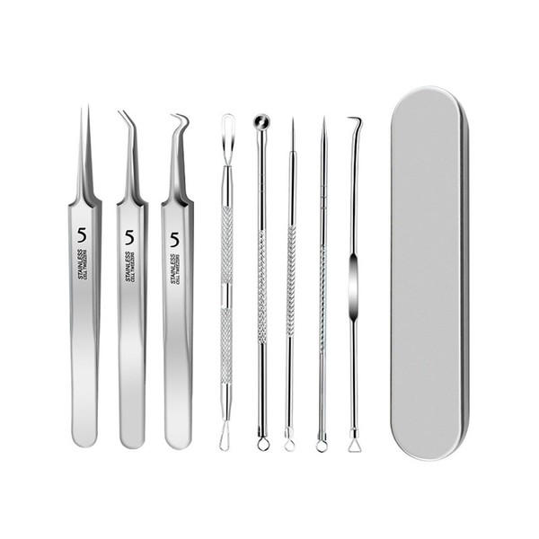 Professional Blackhead Remover Tweezers, Facial Extractor Tool (8Pcs/Set)