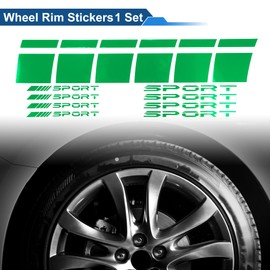 X AUTOHAUX 1 Set Square Wheel Rim Decal Stripe Reflective Wheel Decals Stickers Green PET