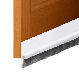 uxcell 2 Pcs Door Sweep for Bottom of Door, 1.2" x 40" Door Draft Stopper with Brush Weather Stripping with Self Adhesive for Exterior & Interior Doors Blocker Dust Cold Heat Noise, White
