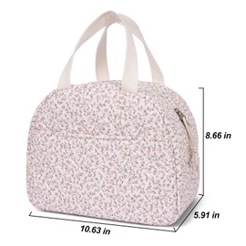 Lunch Box for Women,Cute Quilted Lunch Tote Bag,Reusable Insulated Lunch Box,Large Capacity Cooler Bag with Compartments for Work, Picnics or Travelling