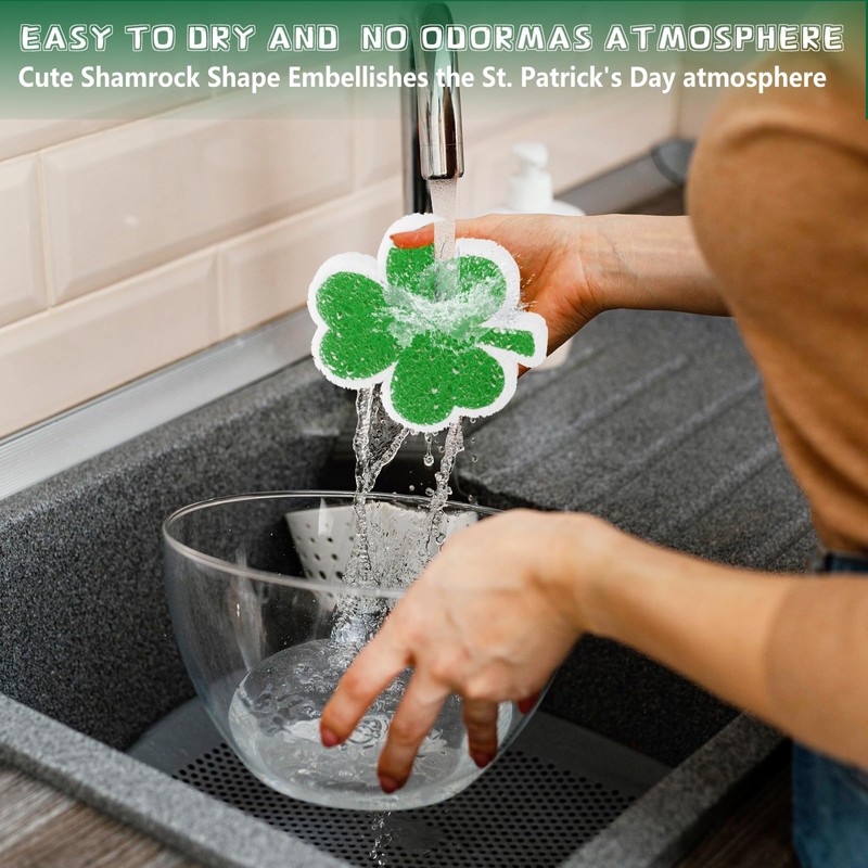 JarThenaAMCS 12 Pack St. Patrick's Day Kitchen Sponges Green Shamrock