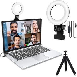 Boobaaa Ring Light, 6.3 Inch Tabletop, Tripod Stand, Smartphone, Clip Type, 3 Color Modes, 10 Levels of Dimming, 3000-6500K Auxiliary Light, Lighting Photography Light Set, 360 Degree Rotation, High