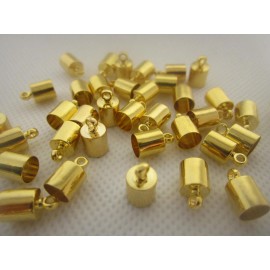 Unbranded DIY #50 Fifty GOLD Metal Round Tassel Leather Cord End Crimp Cap End  6.0 *10MM