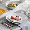 MALACASA Dinnerware Sets, 24 Piece Porcelain Square Dishes, White with