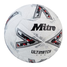 Mitre Ultimatch Football, Enhanced Control, Extra Durability, Added Accuracy, Ball, White/Off-White/Trophy Silver, 5