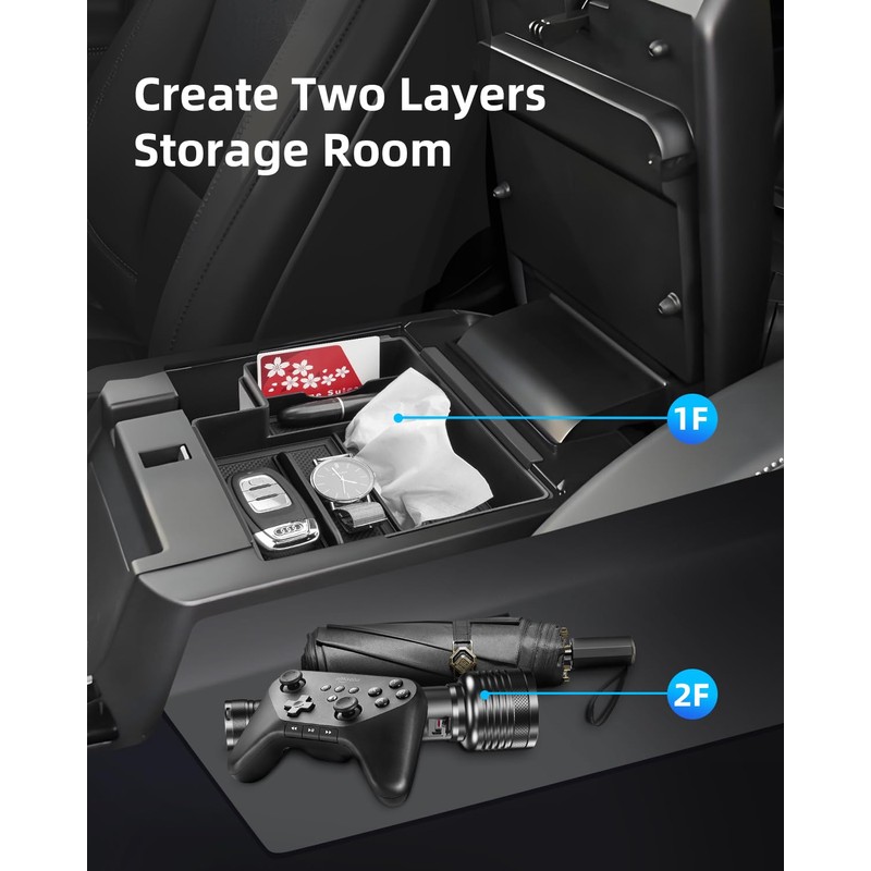 LANGBEAN Double-Layer Center Console Organizer for 2025 2024-2020 Ford Explorer,