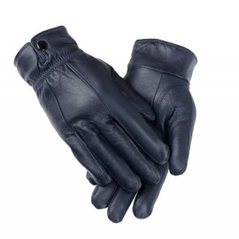 Women's Leather Gloves, Extra Soft and Warm Ladies Waterproof Gloves (M-L, Navy)