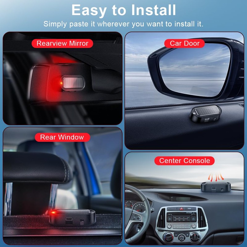ELECTOP Car Solar Power Simulated Dummy Alarm, Anti-Theft LED Flashing