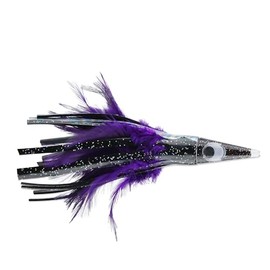 C&H, Tuna Tango Feather Lure, Black Foil/Purple Feather Skirt, 5.25 in / 13.3 cm