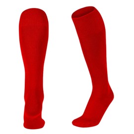 ShopMCR Unisex Football, Rugby, Hockey Sports Knee High Long Socks, Kids, Adults, juniors Knee High Football Socks Outdoor game Soccer Socks (3-6, Red)