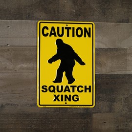 Funny Sasquatch Crossing Warning Sign Bigfoot Garage Man Cave Home Wall Decor
