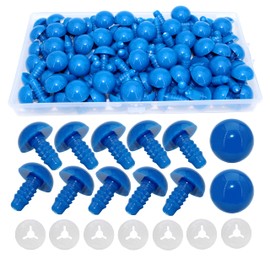 100Pcs Safety Eyes and Secure Washers for Amigurumi Crochet - Thalinfayi 15mm Blue Plastic Safety Eyes Crochet Craft Eyes for Amigurumi, Crafts, Crochet Doll DIY Making Supplies