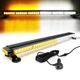 FOXCID 38'' 78 LED Emergency Strobe Rooftop Flashing Light Bar, Double Side Hazard Warning Beacon Safety Lights w/Magnetic for Tow Vehicles Firefighter Cars Trucks Traffic Security,White & Amber