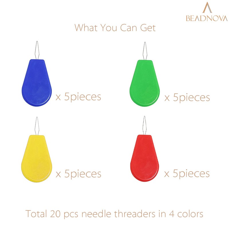 BEADNOVA Needle Threaders 20pcs Plastic Sewing Needle Threader for Sewing