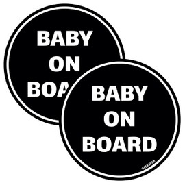 GEEKBEAR Baby on Board Sticker for Cars (Black- 2 Pack) - Baby on Board - No Magnet or Suction Cup - Baby on Board Safety Sign - Cute and Funny Baby in Car Sticker Decal for Window Bumper