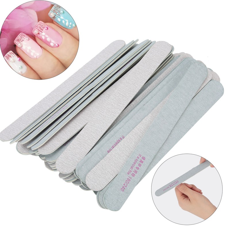 50pcs Nail Files Double Sided 180/240 Grit Nail Buffering Files
