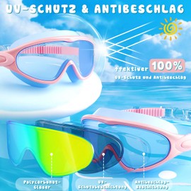 COOLOO Pack of 2 Children's Swimming Goggles Anti-Fog UV Protection Wide Vision Waterproof Swimming Goggles for Boys Girls 3-15 Years