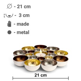 ZEYA Tea Light Holder, Gold/Silver/Copper-Coloured, Metal, Perfect Table Decoration for Christmas, Living Room Decoration