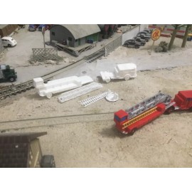 "Handmade" N Scale Fire Truck  Engine AMERICAN LAFRANCE 900 4 DOOR TILLER  LADDER  3d print