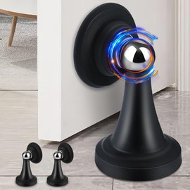Topes de Puerta Magnético 2Pzs, Protector de Pared Puerta Tope con Cinta Doble Cara 3M y Tornillos, Door Stopper Acero Inoxidable, Captura Detenedor Imanes para Puertas Oficina Baño Dormitorio Cocina