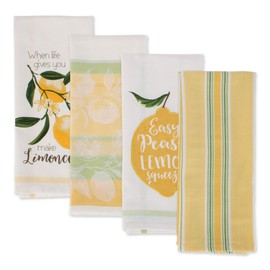 DII Lemon Bliss Kitchen Collection, Assorted Dishtowel Set, 4 Count
