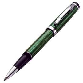 Xezo Incognito Rollerball Pen, Fine Point. Forest Green Color with Pure Platinum Plating. Handcrafted, Limited Edition, Serialized