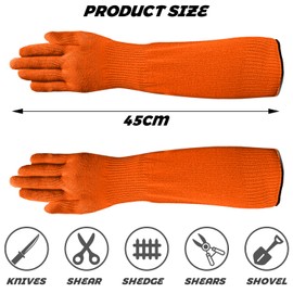 VLYX Guard Gloves, Long Gardening Gloves, Thornproof, Level A2 Cut Resistant with Long Arm Sleeves, for Gardening, Kitchen Work, Light Duty Tasks, for Women and Men, 45 cm- Orange