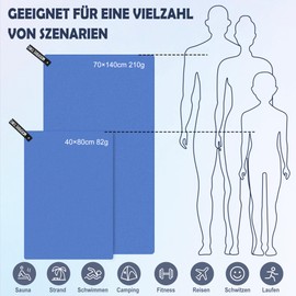 YC Kitchen Microfibre Towel, Quick-Absorbing Microfibre Fitness Towel, Suitable for Sports Towel, Travel Towel, Beach Towel, 40 x 80 cm