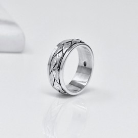 Treasure Bay MENS 8MM Wide Celtic Braided 925 Sterling Silver Spinner Band Ring Meditation Stress Relief Ring - Available in Sizes: P - Z (Z)