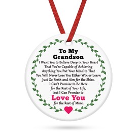 Grandson Ornament Gifts Christmas Ornament Grandson Birthday Gifts from Grandpa Grandma Encouragement Gifts for Grandson Gifts from Grandparents Christmas Gradation Going Away Gift for Grandson