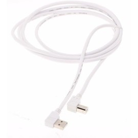 USBGear Cablemax 6ft. White USB 2.0 Cable A Left Angle to B Left Angle High-Speed