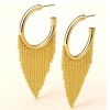 Hoop Earrings Gold Plated Pave Tassel Drop Open Hoop Earrings