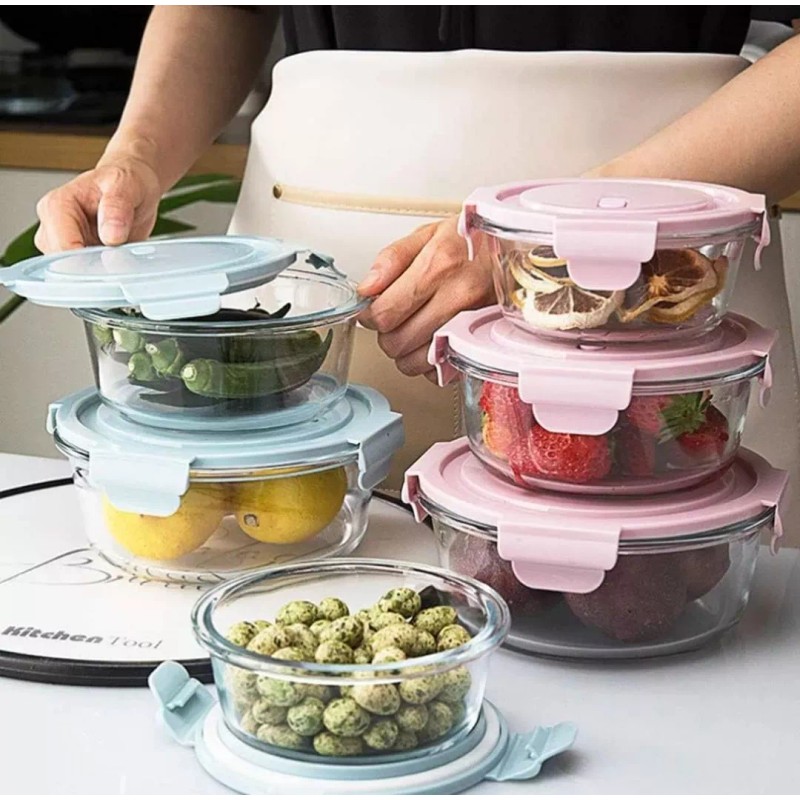 Toper Refractario Cristal C/tapa Hermetico 3 Divisiones Box